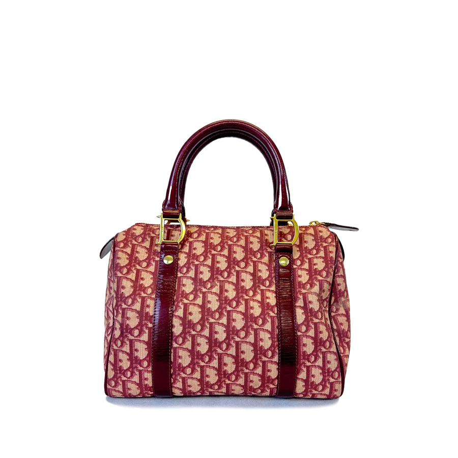 Dior Mini Boston Handbag Trotter Red