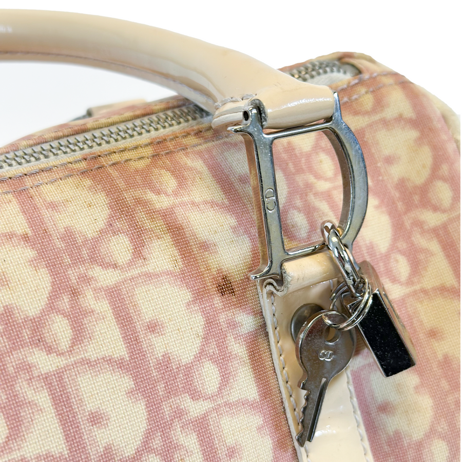 Dior Mini Boston Handbag Trotter Pink