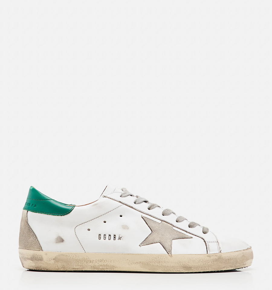 Golden Goose Super-Star White Green Grey Suede Patch