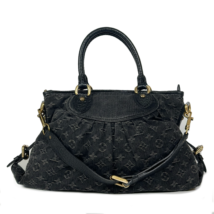 Louis Vuitton Black Monogram Denim Neo Cabby MM Bag