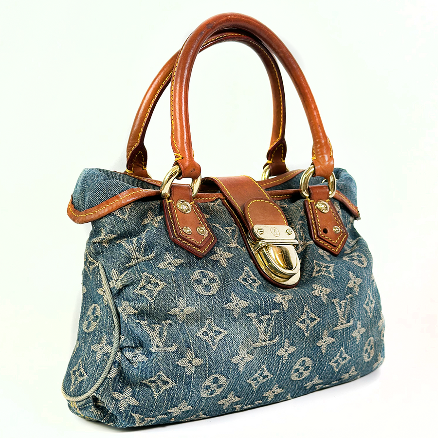 Louis Vuitton Monogram Denim Pleaty Satchel