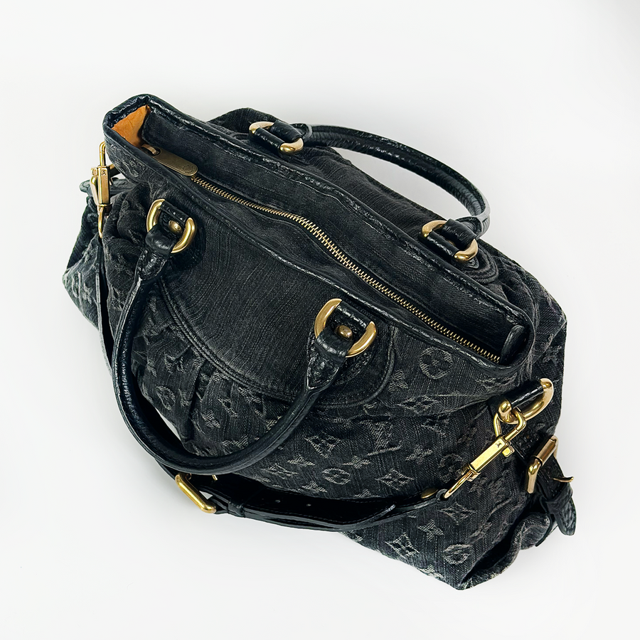 Louis Vuitton Black Monogram Denim Neo Cabby MM Bag