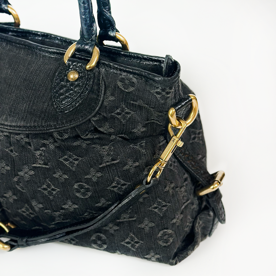 Louis Vuitton Black Monogram Denim Neo Cabby MM Bag