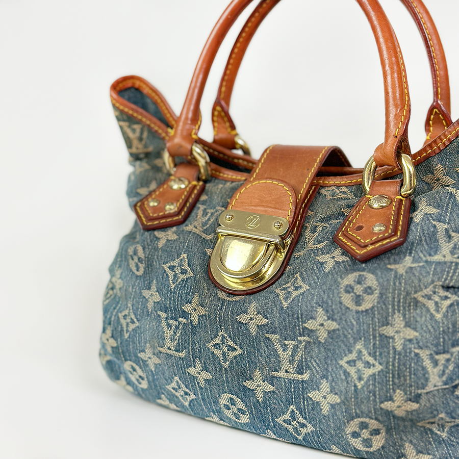 Louis Vuitton Monogram Denim Pleaty Satchel