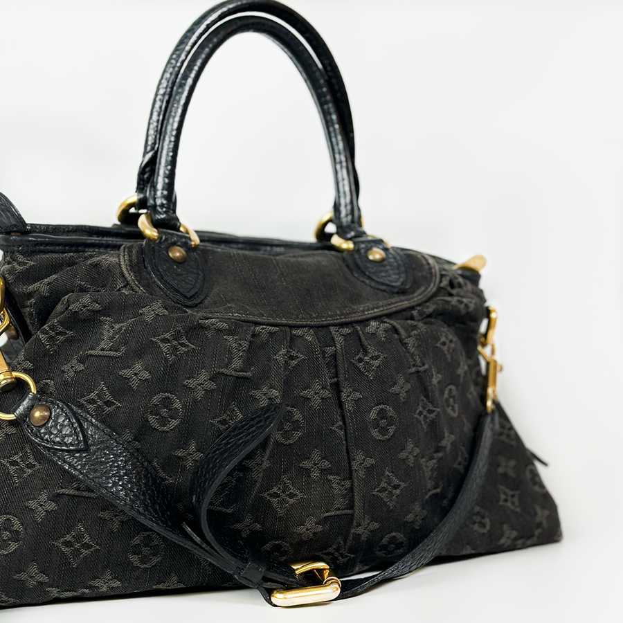 Louis Vuitton Black Monogram Denim Neo Cabby MM Bag