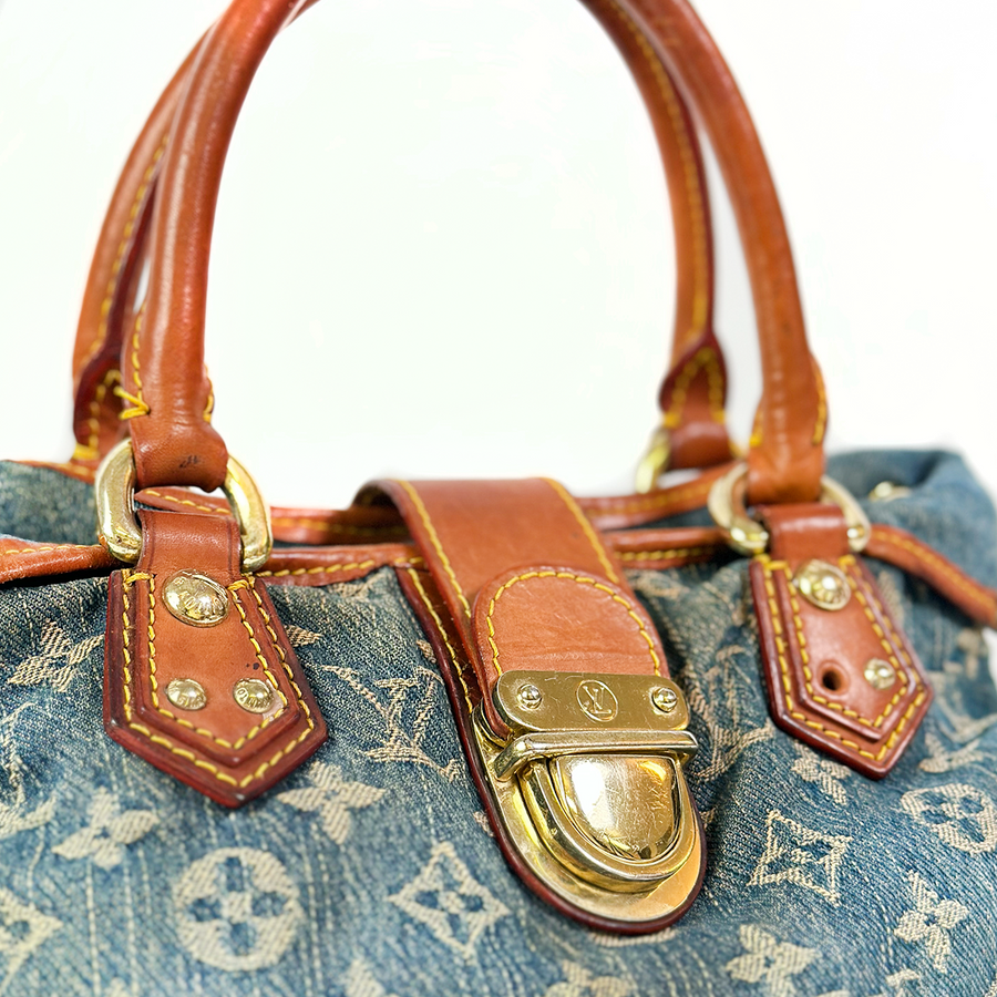 Louis Vuitton Monogram Denim Pleaty Satchel