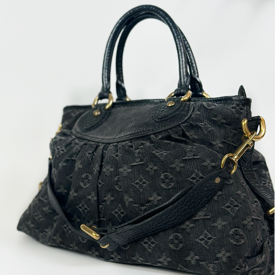 Louis Vuitton Black Monogram Denim Neo Cabby MM Bag