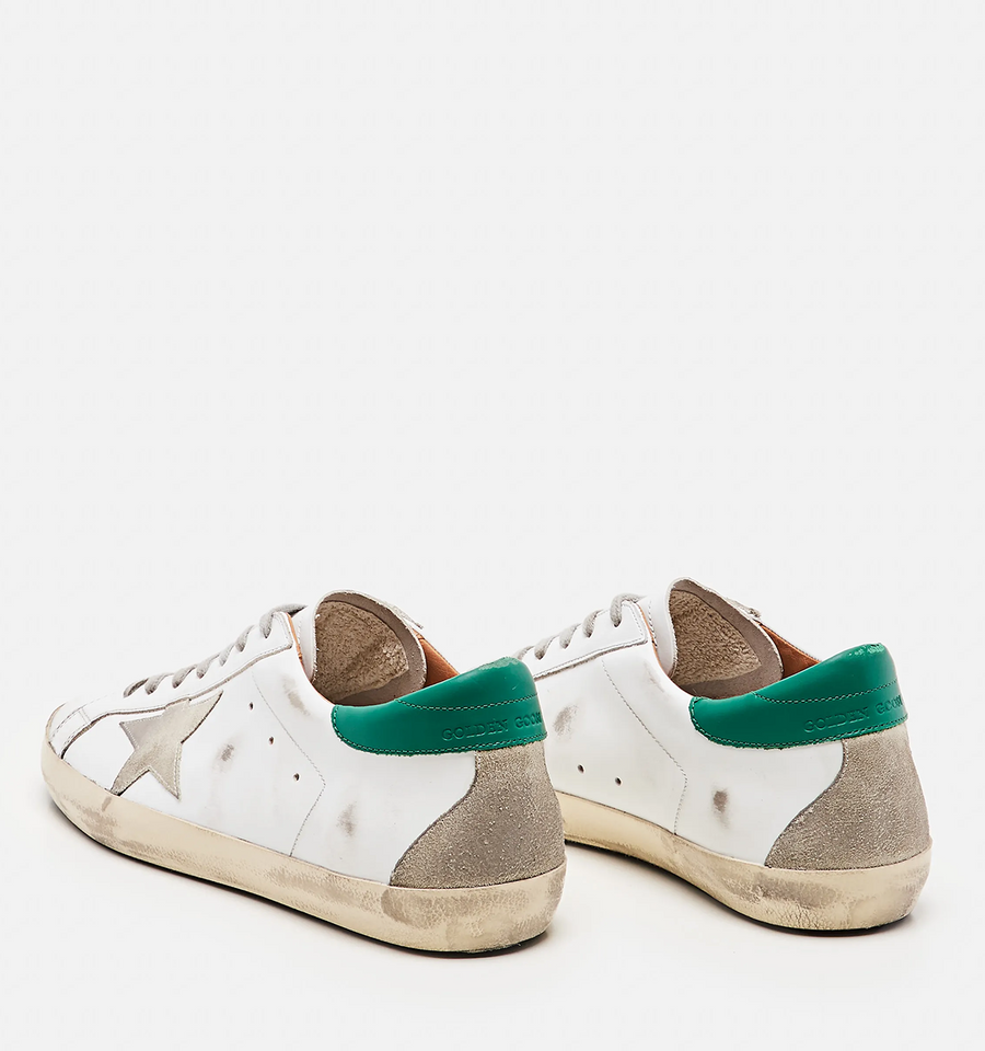 Golden Goose Super-Star White Green Grey Suede Patch